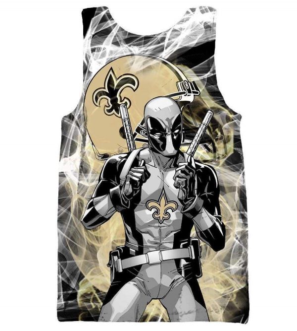 Deadpool New Orleans Saints Hoodies - Pullover Black Hoodie