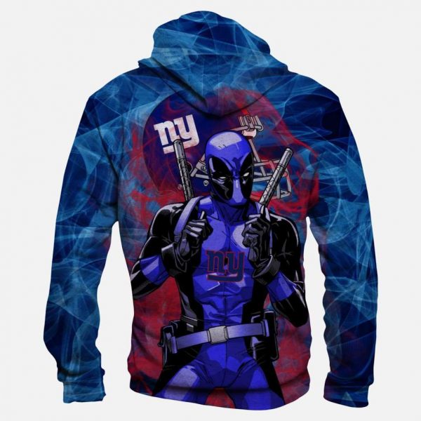 Deadpool New York Giants Hoodies - Pullover Blue Hoodie