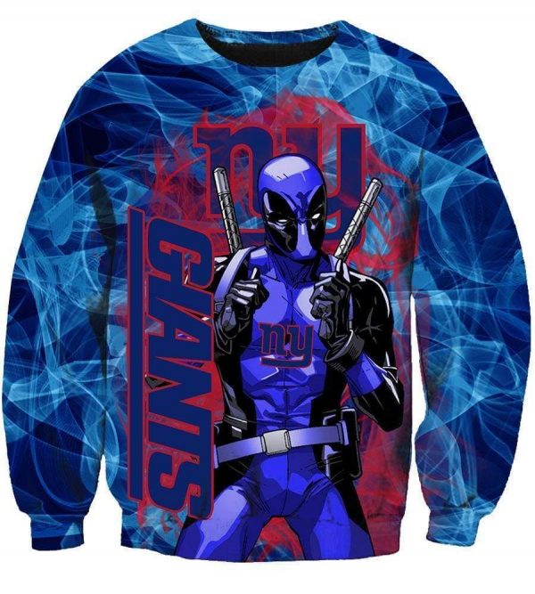 Deadpool New York Giants Hoodies - Pullover Blue Hoodie
