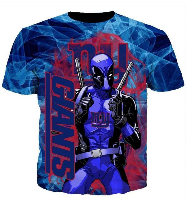 Deadpool New York Giants Hoodies - Pullover Blue Hoodie