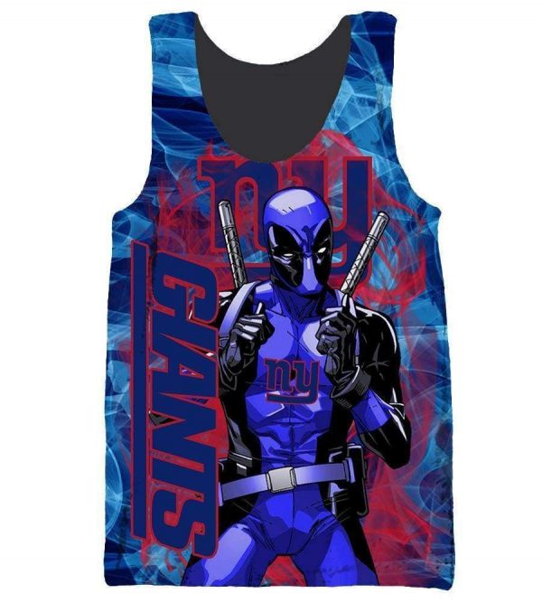 Deadpool New York Giants Hoodies - Pullover Blue Hoodie