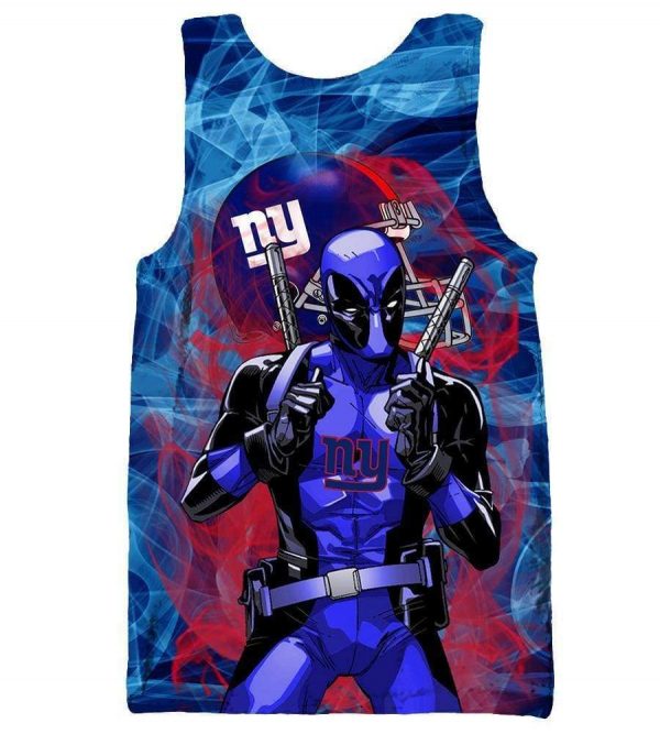 Deadpool New York Giants Hoodies - Pullover Blue Hoodie