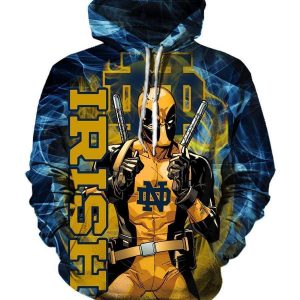 Deadpool Notre Dame Fighting Irish Hoodies - Pullover Yellow Hoodie