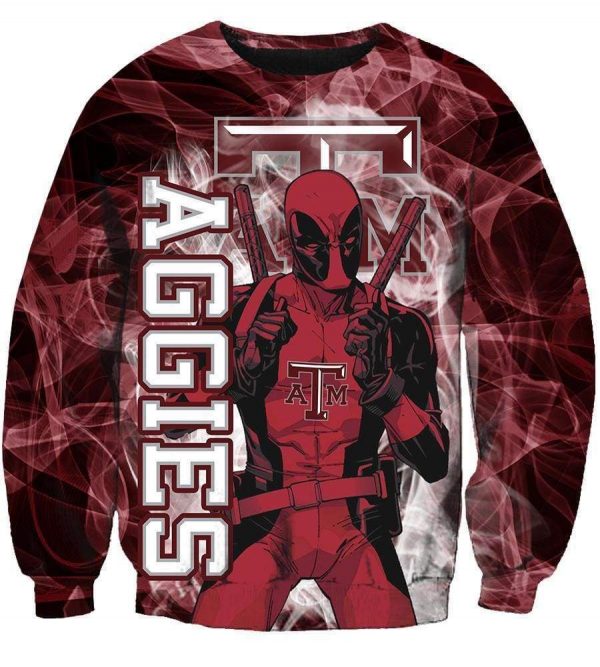 Deadpool Texas A&M Aggies Hoodies - Pullover Deep Red Hoodie