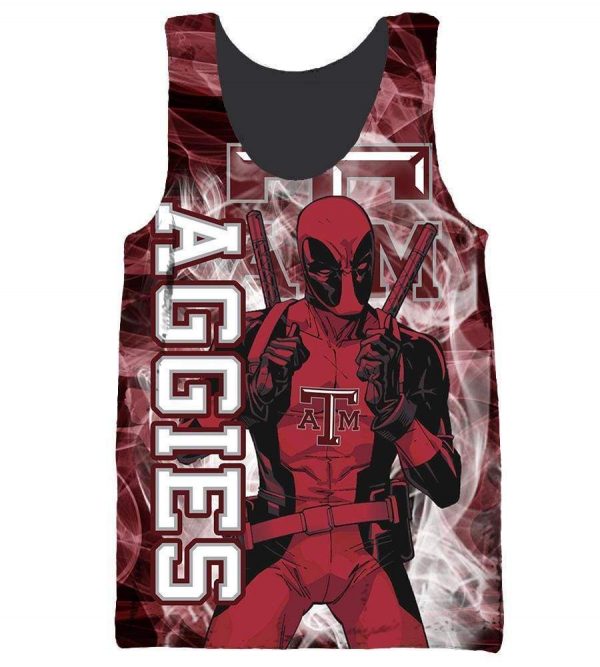 Deadpool Texas A&M Aggies Hoodies - Pullover Deep Red Hoodie