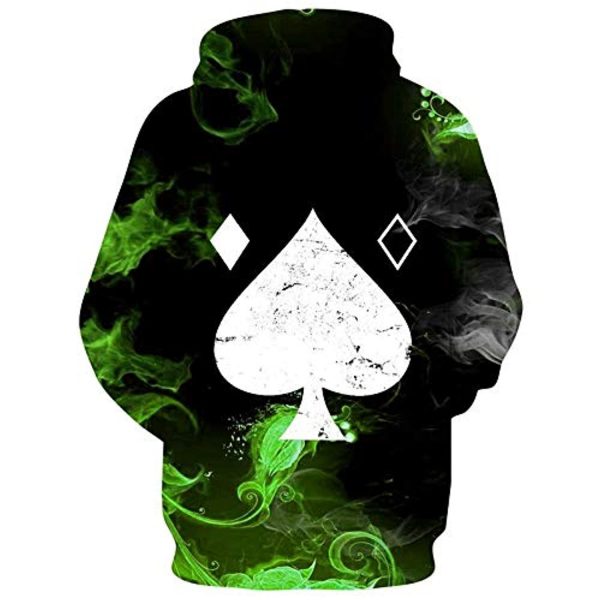 Destiny 2 Hoodies - Destiny 2 Forsaken Ace of Spades 3D Print Green Pullover Drawstring Hoodie