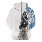 Destiny 2 Hoodies - Destiny 2 Forsaken Warlock White and Blue 3D Print Pullover Drawstring Hoodie