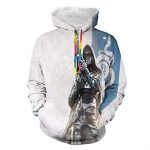 Destiny 2 Hoodies - Destiny 2 Forsaken Warlock White and Blue 3D Print Pullover Drawstring Hoodie