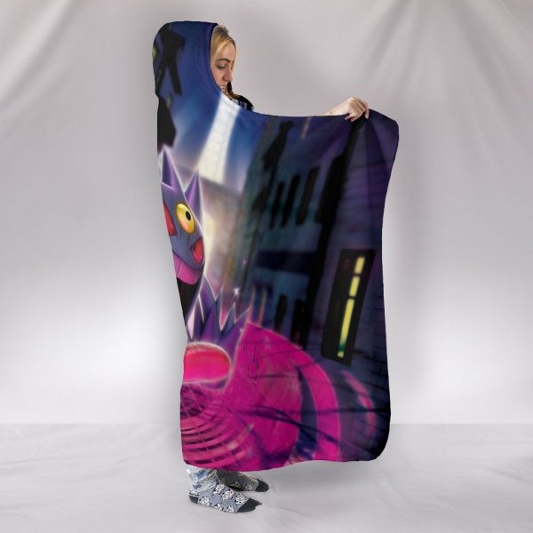 Digimon Pokemon Hooded Blanket - Mega Gengar Black Blanket