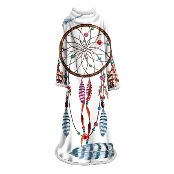 Digital Printed Blanket Dream Catcher - Blanket Robe With Sleeves