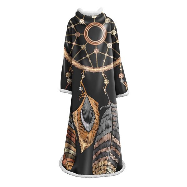 Digital Printed Blanket Dream Catcher - Blanket Robe With Sleeves