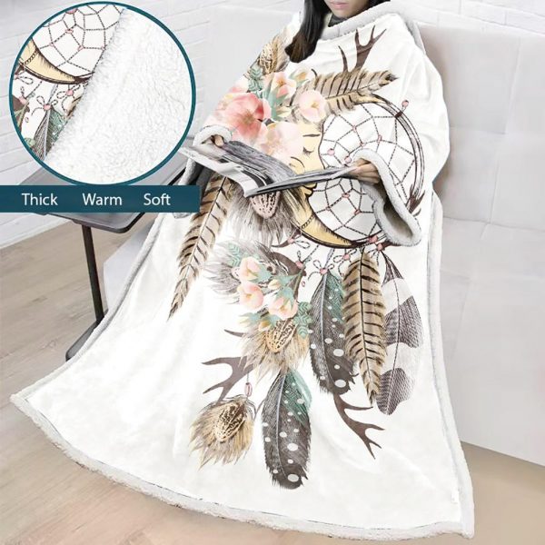 Digital Printed Blanket Dream Catcher - Blanket Robe With Sleeves