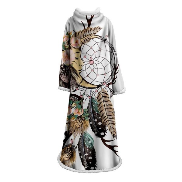 Digital Printed Blanket Dream Catcher - Blanket Robe With Sleeves
