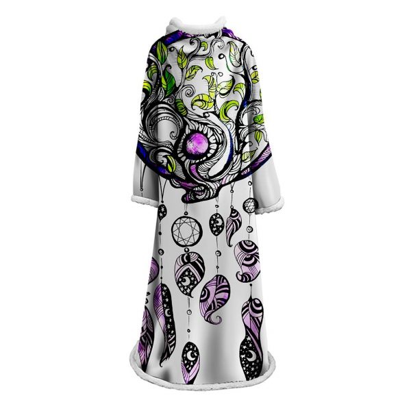 Digital Printed Blanket Dream Catcher - Blanket Robe With Sleeves