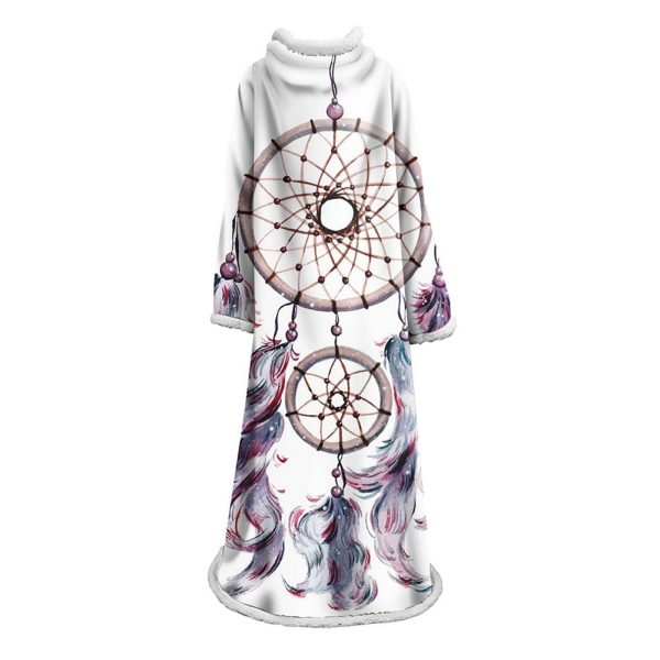 Digital Printed Blanket Dream Catcher - Blanket Robe With Sleeves