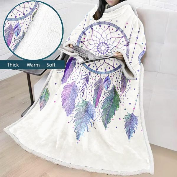 Digital Printed Blanket Dream Catcher - Blanket Robe With Sleeves