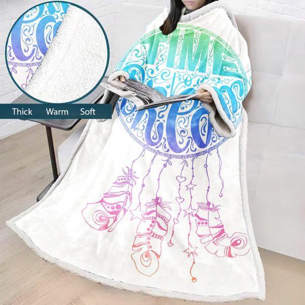 Digital Printed Blanket Dream Catcher - Blanket Robe With Sleeves