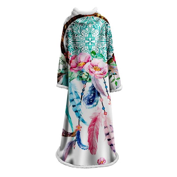 Digital Printed Blanket Dream Catcher - Blanket Robe With Sleeves