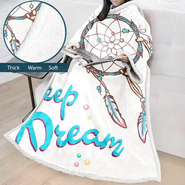 Digital Printed Blanket Dream Catcher - Blanket Robe With Sleeves