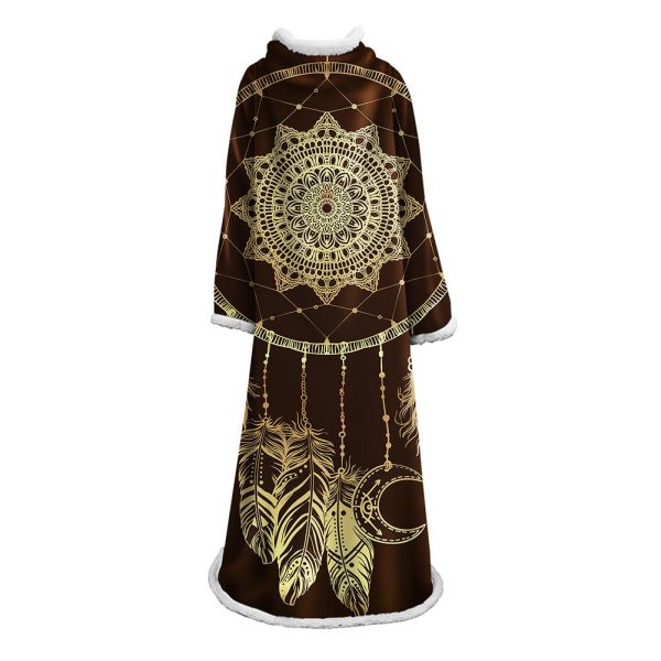 Digital Printed Blanket Dream Catcher - Blanket Robe With Sleeves
