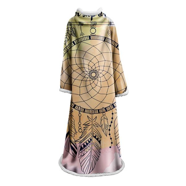Digital Printed Blanket Dream Catcher - Blanket Robe With Sleeves