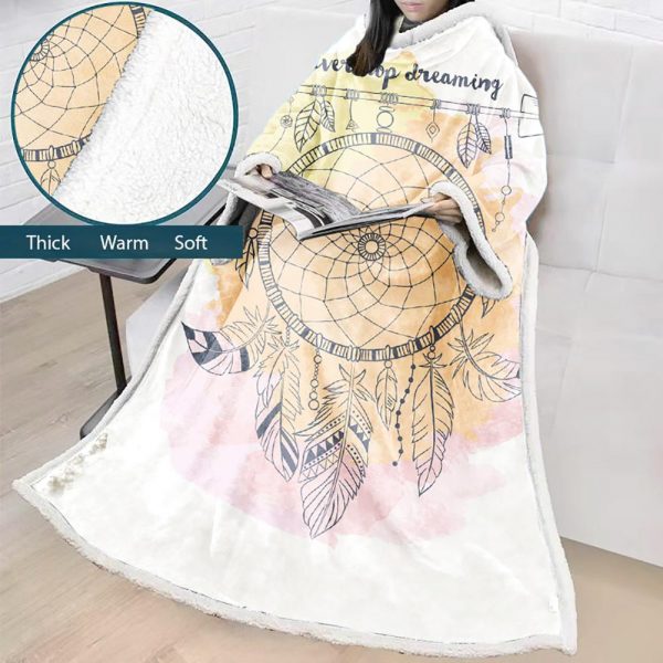 Digital Printed Blanket Dream Catcher - Blanket Robe With Sleeves