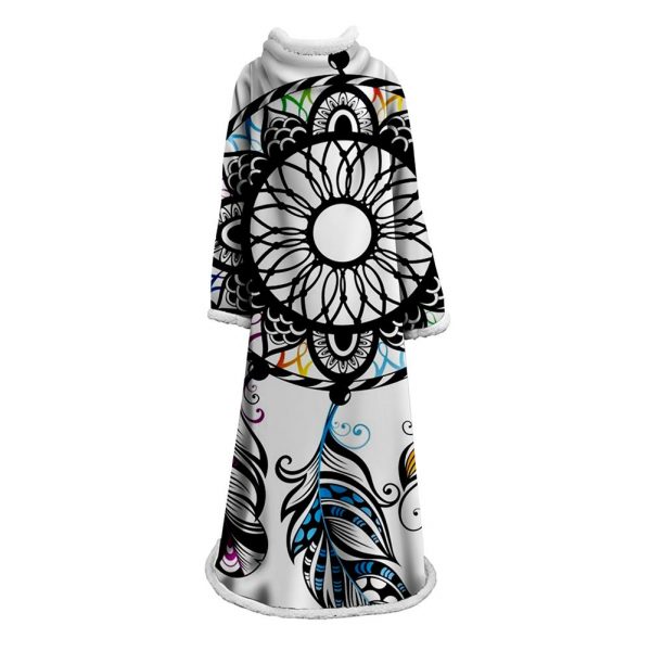 Digital Printed Blanket Dream Catcher - Blanket Robe With Sleeves