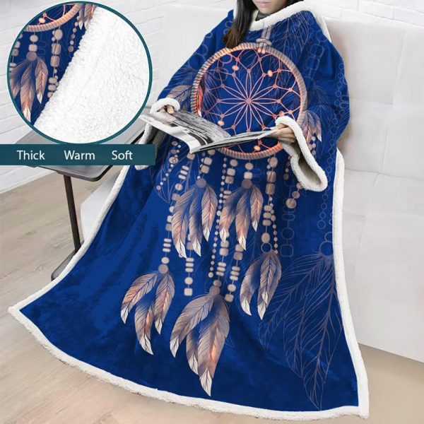 Digital Printed Blanket Dream Catcher - Blanket Robe With Sleeves