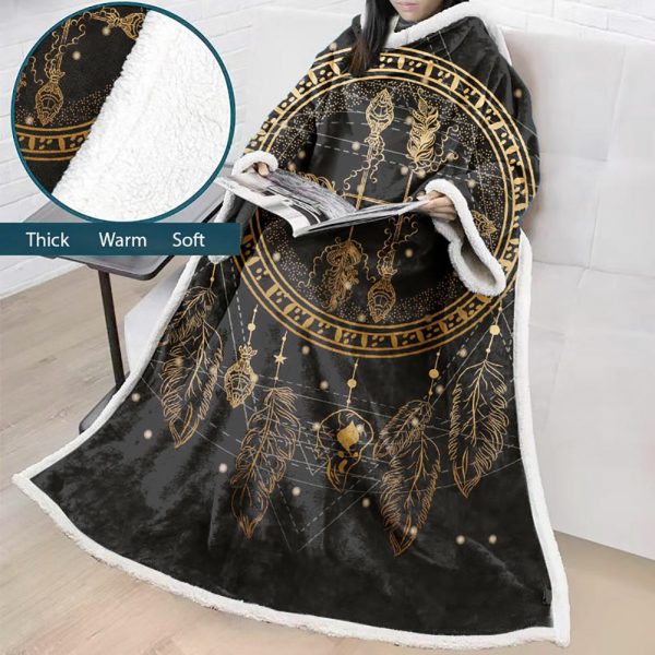 Digital Printed Blanket Dream Catcher - Blanket Robe With Sleeves