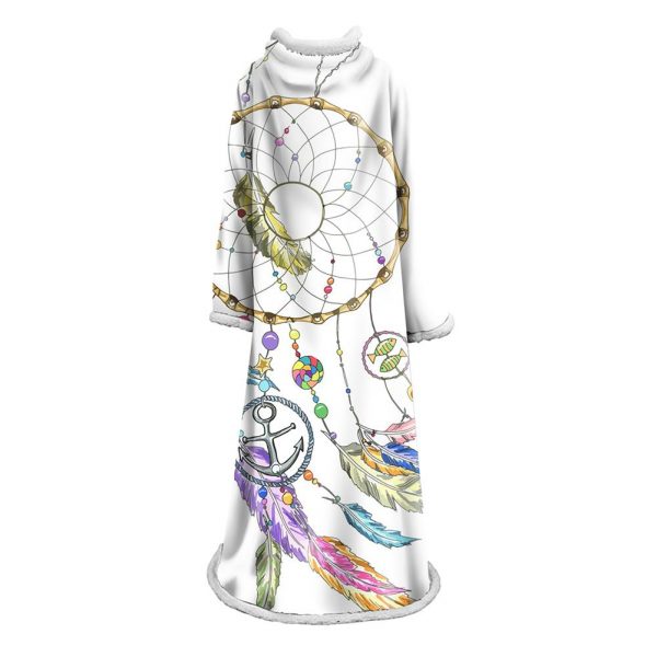 Digital Printed Blanket Dream Catcher - Blanket Robe With Sleeves