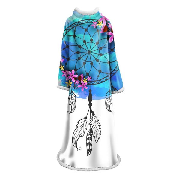 Digital Printed Blanket Dream Catcher - Blanket Robe With Sleeves