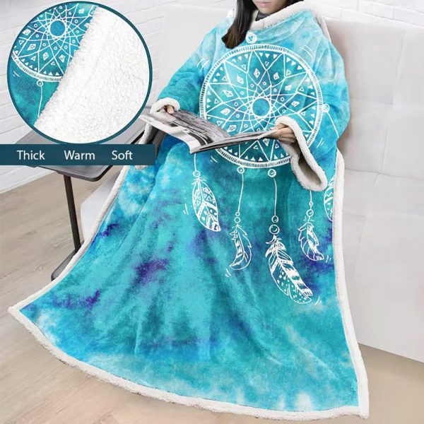 Digital Printed Blanket Dream Catcher - Blanket Robe With Sleeves