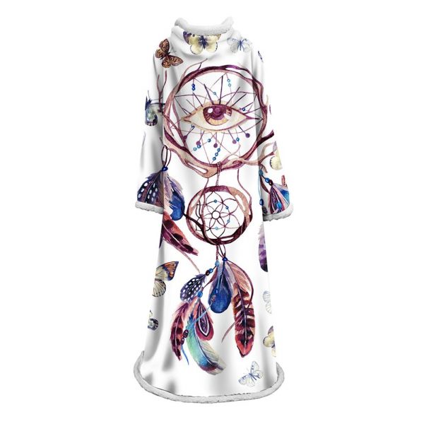 Digital Printed Blanket Dream Catcher - Blanket Robe With Sleeves