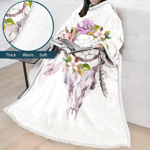 Digital Printed Blanket Dream Catcher - Blanket Robe With Sleeves