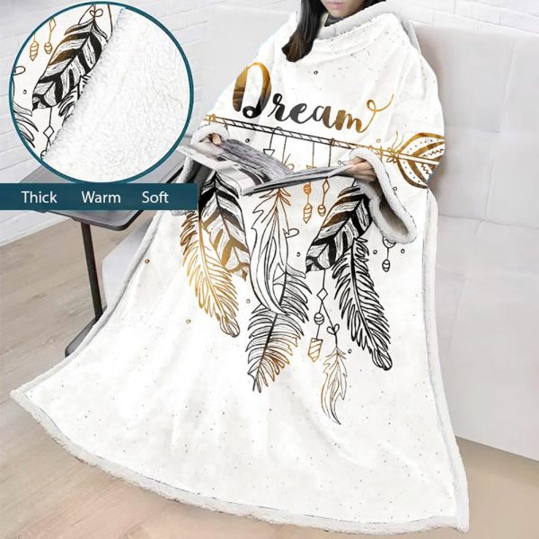 Digital Printed Blanket Dream Catcher - Blanket Robe With Sleeves