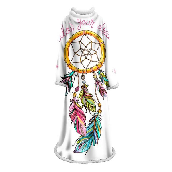 Digital Printed Blanket Dream Catcher - Blanket Robe With Sleeves