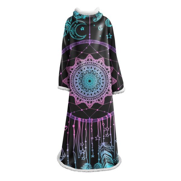 Digital Printed Blanket Dream Catcher - Blanket Robe With Sleeves