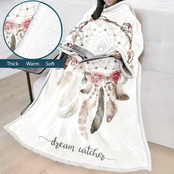 Digital Printed Blanket Dream Catcher - Blanket Robe With Sleeves