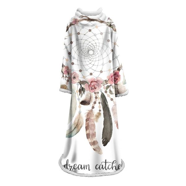 Digital Printed Blanket Dream Catcher - Blanket Robe With Sleeves
