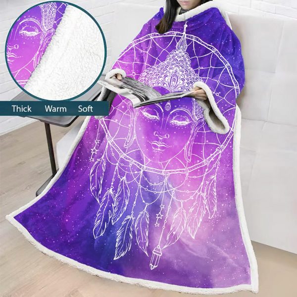Digital Printed Blanket Dream Catcher - Blanket Robe With Sleeves