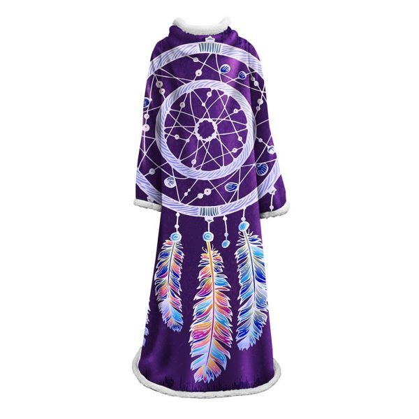 Digital Printed Blanket Dream Catcher - Blanket Robe With Sleeves