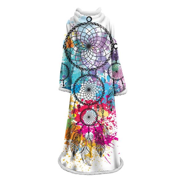 Digital Printed Blanket Dream Catcher - Blanket Robe With Sleeves