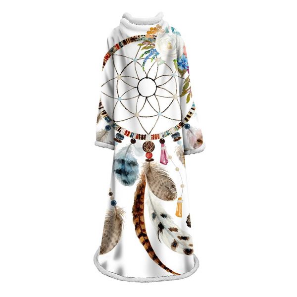 Digital Printed Blanket Dream Catcher - Blanket Robe With Sleeves