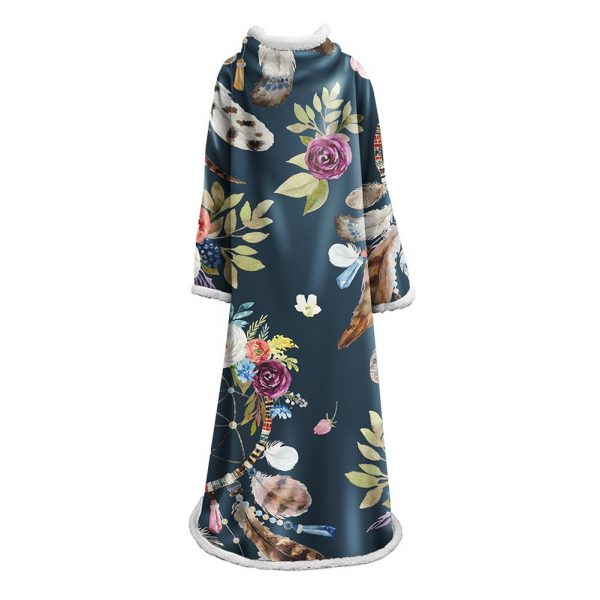 Digital Printed Blanket Dream Catcher - Blanket Robe With Sleeves