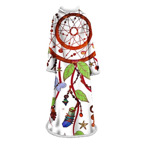 Digital Printed Blanket Dream Catcher - Blanket Robe With Sleeves