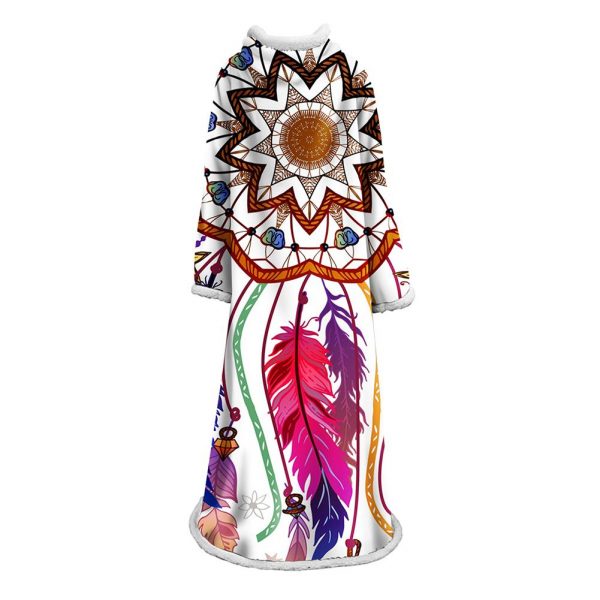Digital Printed Blanket Dream Catcher - Blanket Robe With Sleeves
