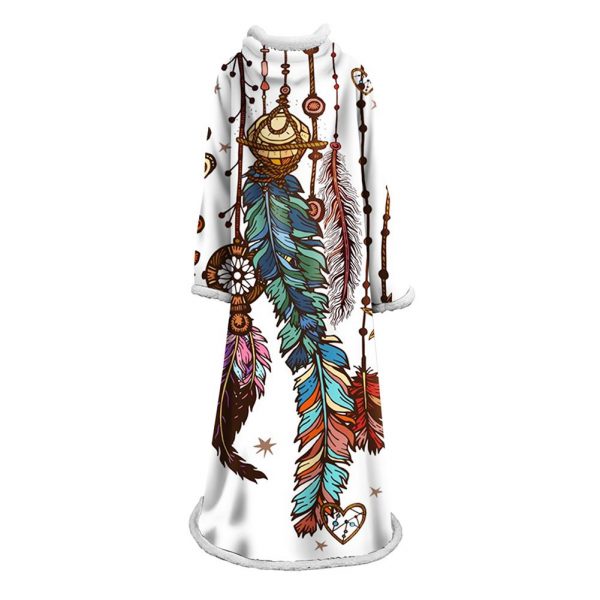 Digital Printed Blanket Dream Catcher - Blanket Robe With Sleeves
