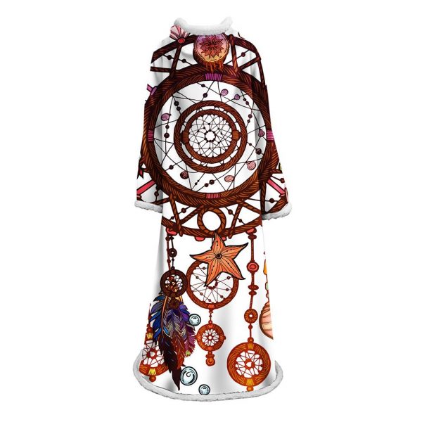 Digital Printed Blanket Dream Catcher - Blanket Robe With Sleeves