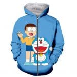Doraemon Casual Sweatshirts - Anime 3D Printed Pullover Zip Up Hoodie Sweatshirt