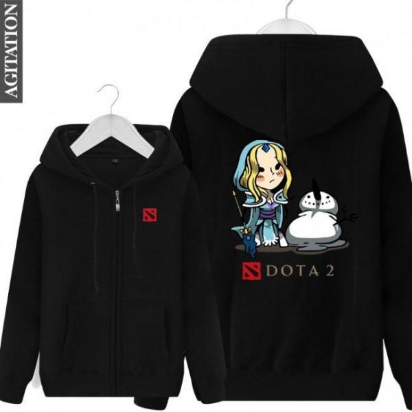 DOTA 2 Crystal Maiden Hoodies - Zip Up Red Hoodie